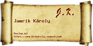 Jamrik Károly névjegykártya